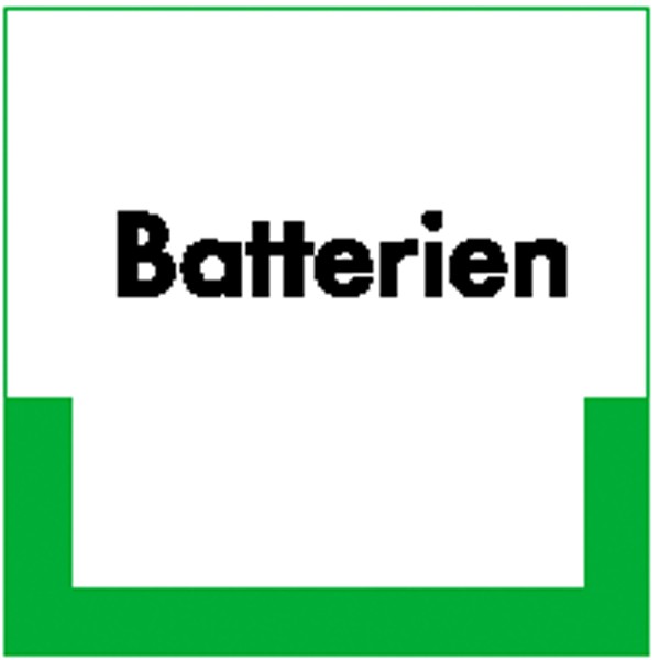 Abfallkennzeichnung - Textschild Batterien