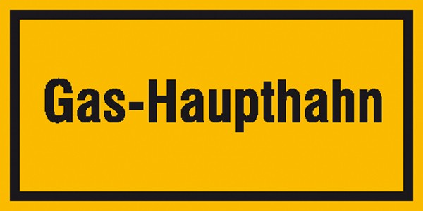 Hinweisschild Gas-Haupthahn