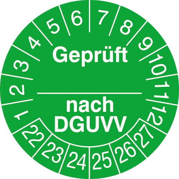 Prüfplakette Geprüft ..... nach DGUV V