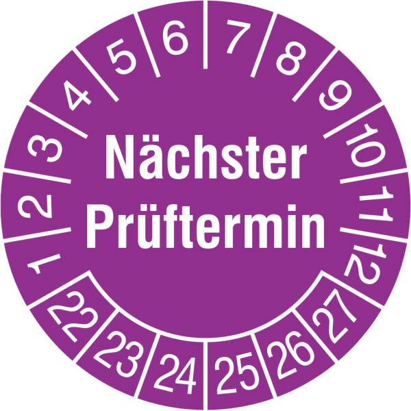 Prüfplakette Nächster Prüftermin - violett/weiß