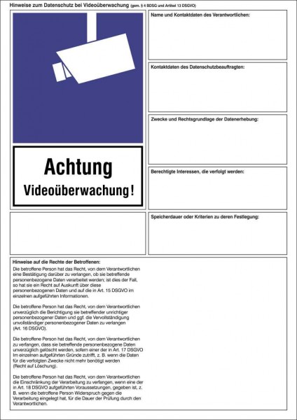 Hinweise zum Datenschutz (DSGVO) bei Videoüberwachung Datenschutzhinweise bei Videoüberwachung mit T