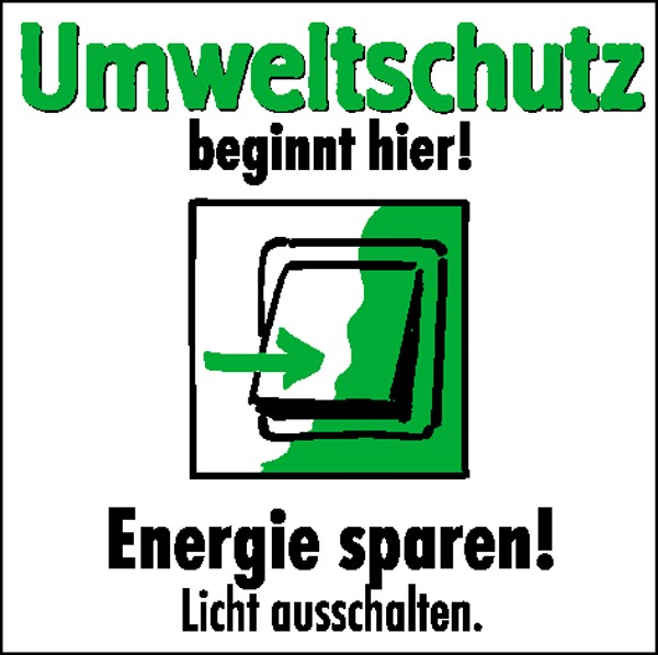 Etiketten - Umweltschutz beginnt hier Energie sparen, Licht ausschalten