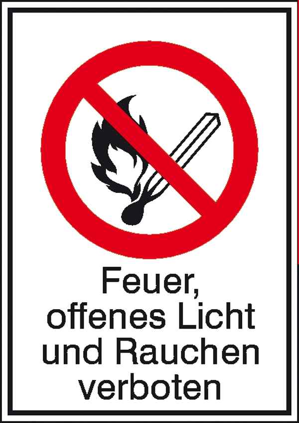 Verbotsschild Feuer, Offenes Licht Und Rauchen Verboten