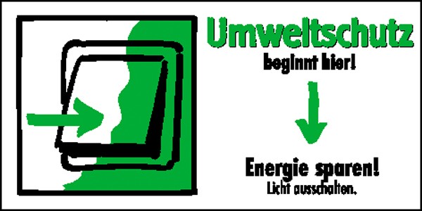 Etiketten - Umweltschutz beginnt hier Energie sparen, Licht ausschalten