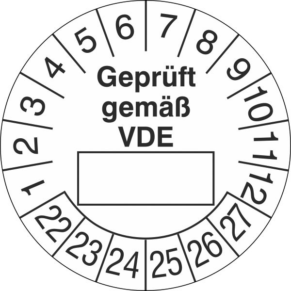 SafetyMarking® Prüfplakette Geprüft gemäß VDE weiß