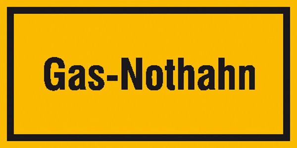 Hinweisschild Gas-Nothahn