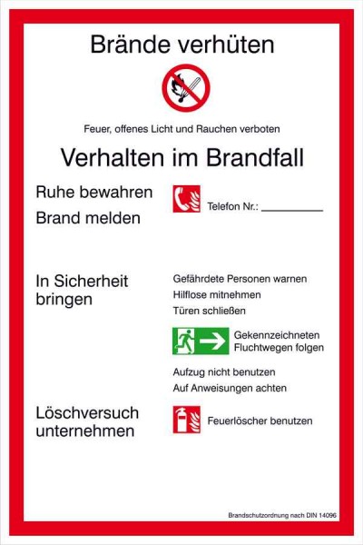 Aushang - Brandschutz Brandschutzordnung Teil A