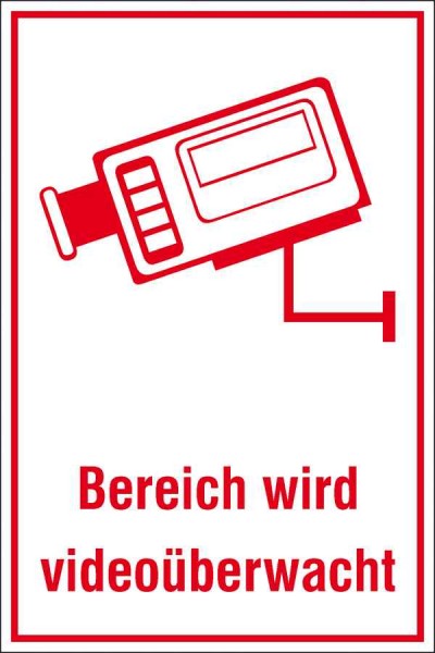 Video Infozeichen Bereich wird videoüberwacht