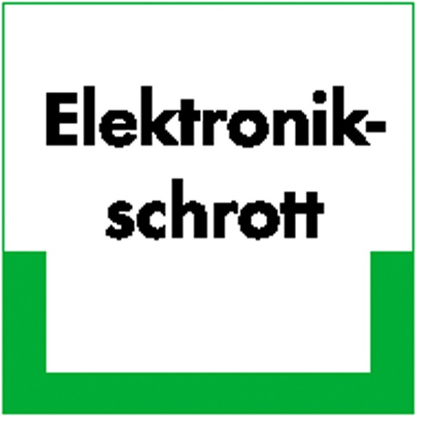 Abfallkennzeichnung - Textschild Elektronikschrott